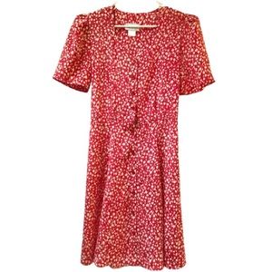 1980s Vintage Damon Petite Dress Red & White Midi